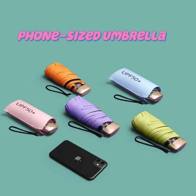 19 pulgadas 5 plegadas 6 costillas sombrilla Pongee personalizada