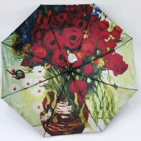 Paraguas de viaje automático de 3 pliegues con protección UV y apertura/cierre automático de Vincent Van Gogh Art (21 pulgadas-8k)