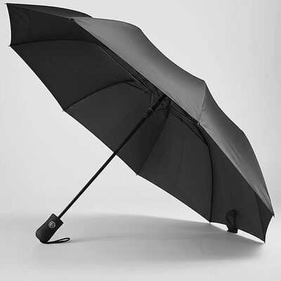 Large Automatic Travel Umbrella with 105cm Open Diameter, Fiberglass Ribs, and Reflective Edge Trim