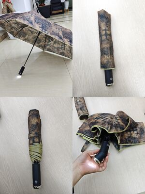 Paraguas de seguridad de apertura/cierre automática con luz LED con banda reflectante para visibilidad nocturna