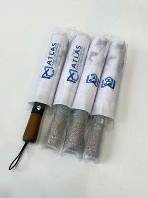 Paraguas de mango de madera de 23 pulgadas de peso ligero de 3 plegados