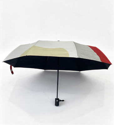 Paraguas compacto de apertura automática con combinación de colores elegante, tela de pegamento negro anti-UV, paraguas plegable a prueba de viento para desplazamientos diarios y camping