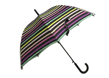 Apretón abierto de la empresa de la prueba de la lluvia del paraguas del palillo del auto rayado colorido para la hembra