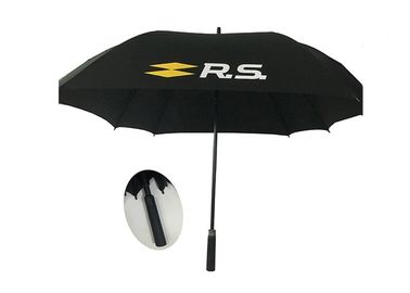 Paraguas promocionales del golf del negro cuadrado de la forma con el logotipo de la pantalla de seda de la pongis