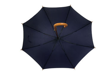 Manija curvada de madera del paraguas para hombre durable de los azules marinos para el tiempo del brillo de la lluvia