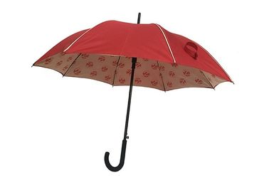 Paraguas resistente del golf del viento rojo de la pongis con la impresión completa del panel del interior
