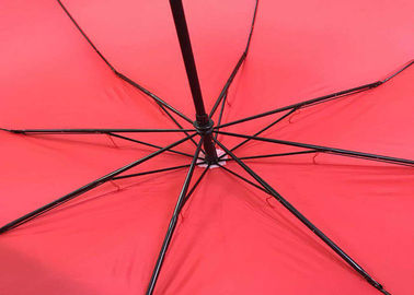 Paraguas plegable a prueba de viento rojo robusto fuerte de 27 pulgadas para el tiempo ventoso