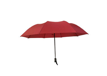 Paraguas plegable a prueba de viento rojo robusto fuerte de 27 pulgadas para el tiempo ventoso