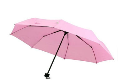 Marco plegable de la fibra de vidrio del paraguas de señora Pink 3 del eje del metal costillas de 21 pulgadas 8