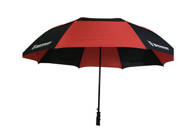 Manija plástica del toldo del golf de los paraguas del apretón resistente a prueba de viento doble rojo negro del viento