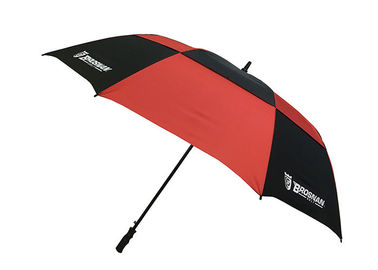 Manija plástica del toldo del golf de los paraguas del apretón resistente a prueba de viento doble rojo negro del viento