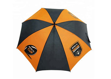 Tela compacta anaranjada y negra del poliéster/de la pongis del paraguas del golf para el viaje