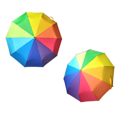 Paraguas doblado manual lleno impermeable de alta calidad del arco iris