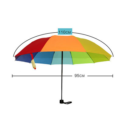Paraguas doblado manual lleno impermeable de alta calidad del arco iris