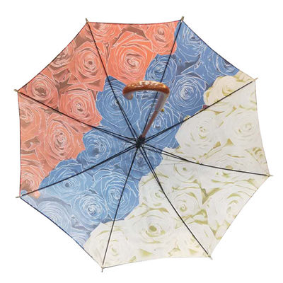 Paraguas recto a prueba de viento con la manija de madera de la forma de J