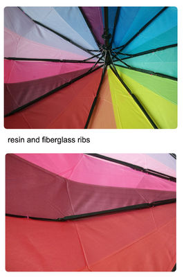 Paraguas plegable del arco iris dos a prueba de viento con el eje del metal de 8m m
