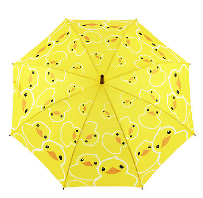 Paraguas compacto del golf de la manija amarilla linda del pato J de los niños