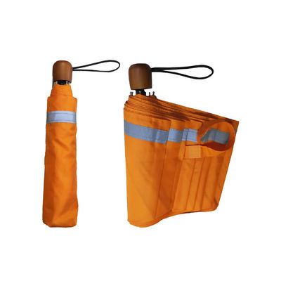 Paraguas de madera de la manija del plegamiento abierto manual con la tubería reflexiva