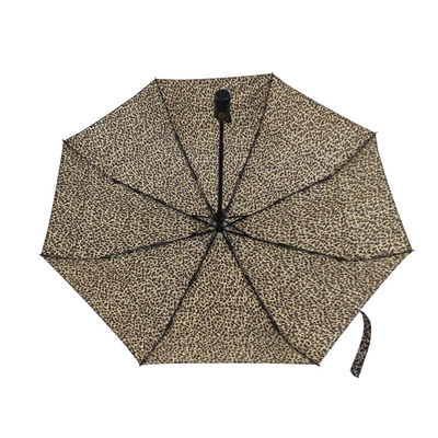 Paraguas compacto del doblez del poliéster 190T tres del leopardo