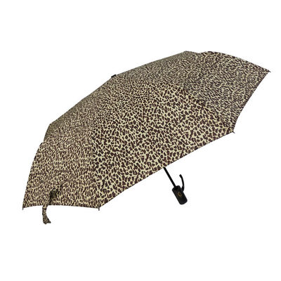 Paraguas compacto del doblez del poliéster 190T tres del leopardo