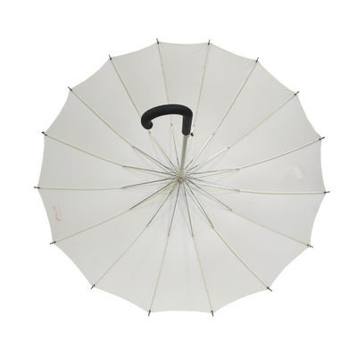 27 paraguas a prueba de viento blanco de la manija del gancho de la pulgada 16K
