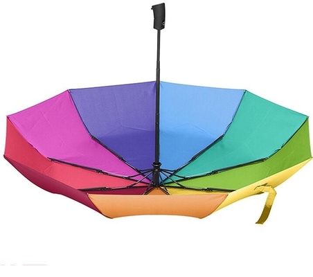 Paraguas abierto del SGS y cerrado auto del color del arco iris de las costillas de la fibra de vidrio