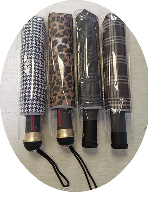 Paraguas plegable automático de la manija de la luz del LED con las señoras que imprimen diseño
