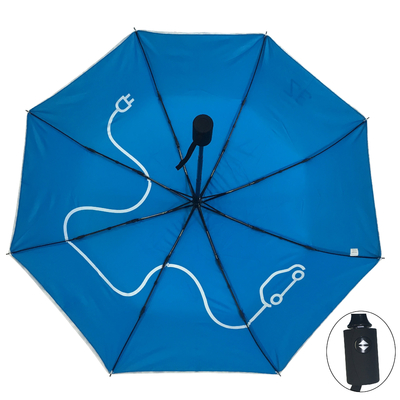 Paraguas compacto cercano abierto auto del plegamiento de la capa doble con las costillas dobles de la fibra de vidrio