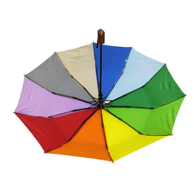Señoras del acuerdo del poliéster 190T del color del arco iris de BSCI que doblan los paraguas para el viaje
