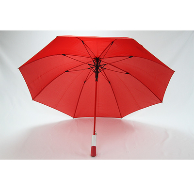 paraguas rojo de la pongis del eje del metal de 8m m con Logo Printing de encargo