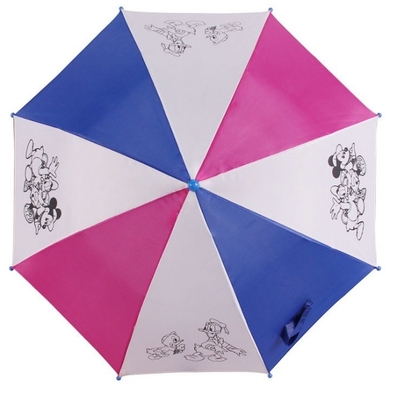 Paraguas abierto de los niños del manual del eje del metal de la pongis 8m m del color sólido