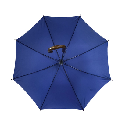 Paraguas promocional a prueba de viento del regalo del color sólido del SGS con la manija de madera