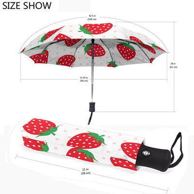 Paraguas plegable a prueba de viento semi automático ULTRAVIOLETA de la protección de la impresión de la fresa para las mujeres