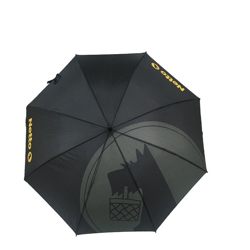 Negro largo de impresión a todo color del paraguas de la fibra de vidrio