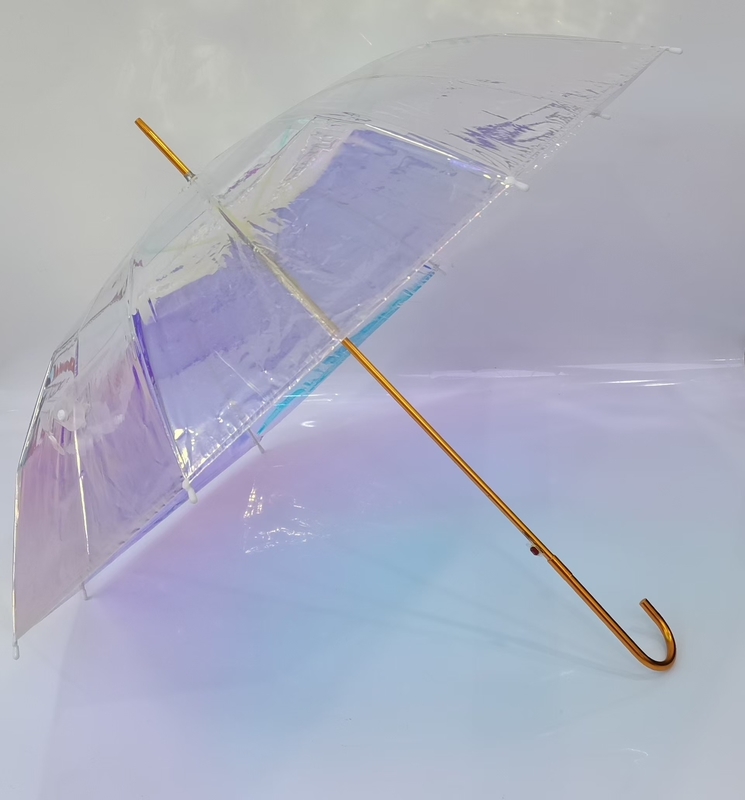 Abierto automáticamente Paraguas transparentes Sueño romántico hermoso color aurora paraguas transparentes