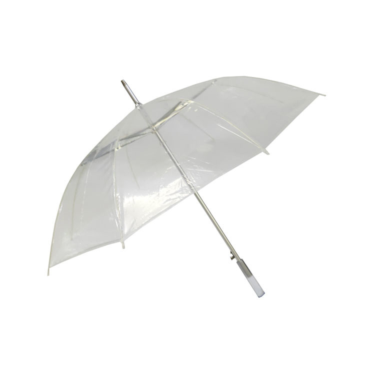 Paraguas transparentes para lluvia costillas de fibra de vidrio y diseño personalizado 23 pulgadas con eje de aluminio