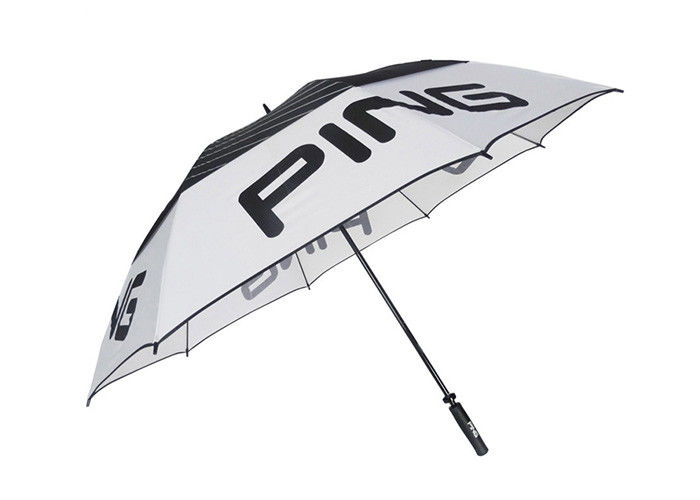Marco ligero de la fibra de vidrio de los paraguas a prueba de viento blancos negros para hombre del golf